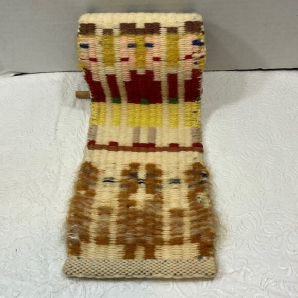 VTG Loom Woven Folk Wall Hanging Textile Tapestry by Edward Winter 4.5"x15" - Picture 12 of 16